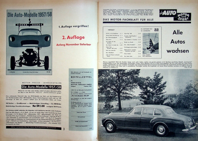 Inhaltsverzeichnis Auto Motor und Sport 22/1957