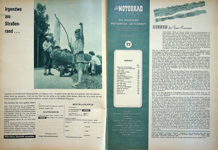 Inhaltsverzeichnis Motorrad 22/1958