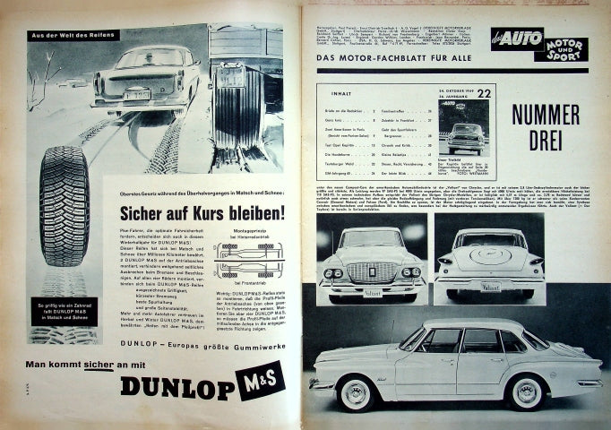 Inhaltsverzeichnis Auto Motor und Sport 22/1959