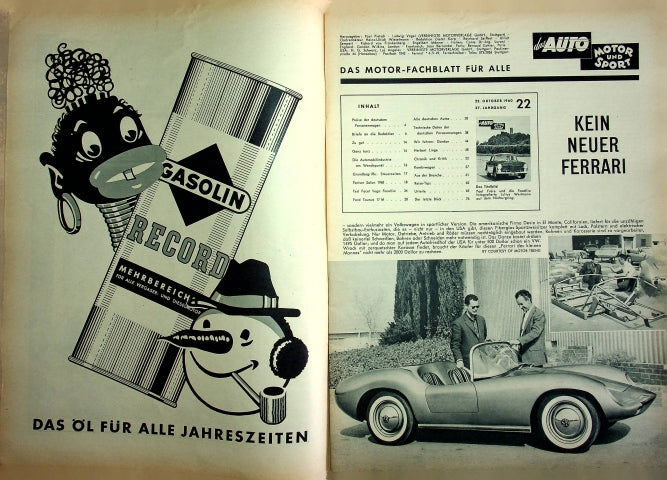 Inhaltsverzeichnis Auto Motor und Sport 22/1960
