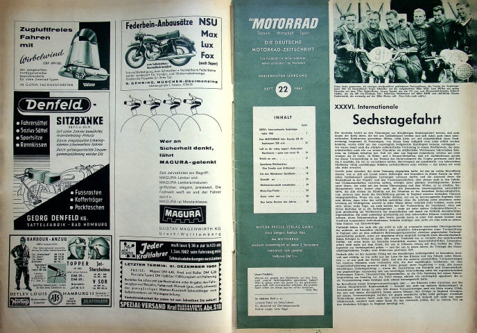 Inhaltsverzeichnis Motorrad 22/1961
