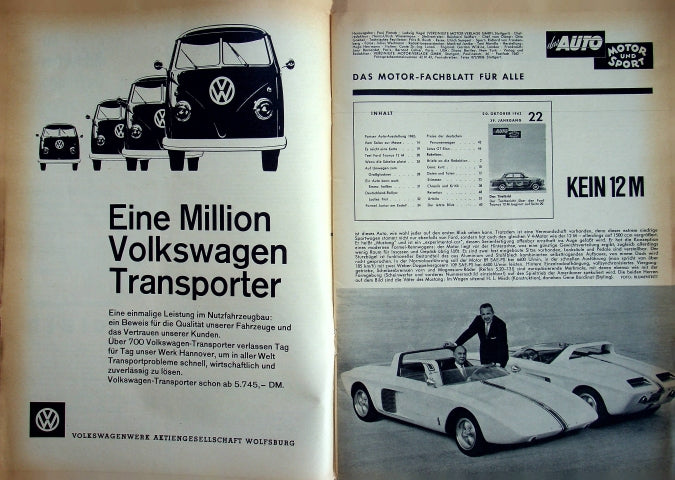 Inhaltsverzeichnis Auto Motor und Sport 22/1962