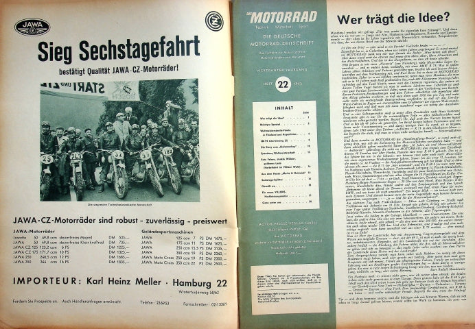 Inhaltsverzeichnis Motorrad 22/1962
