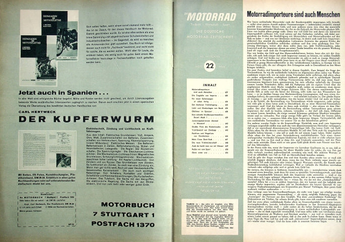 Inhaltsverzeichnis Motorrad 22/1964