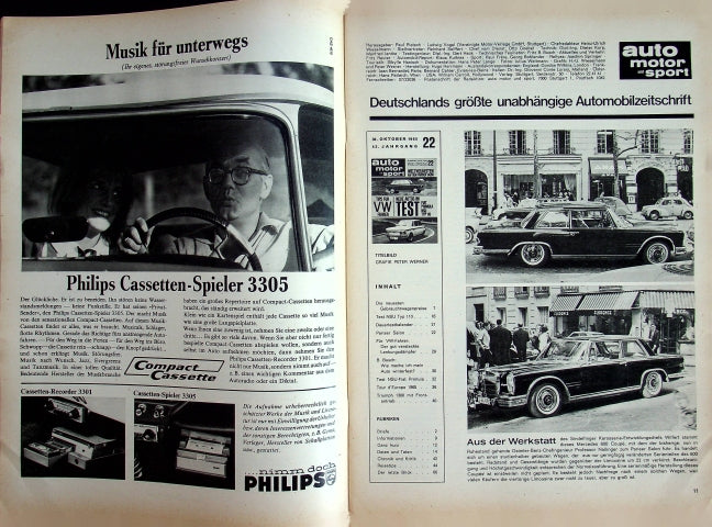 Inhaltsverzeichnis Auto Motor und Sport 22/1965