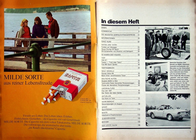 Inhaltsverzeichnis Auto Motor und Sport 22/1968