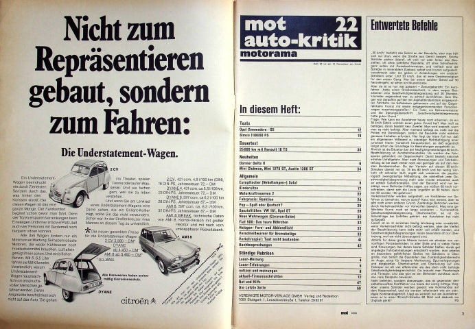 Inhaltsverzeichnis MOT 22/1969