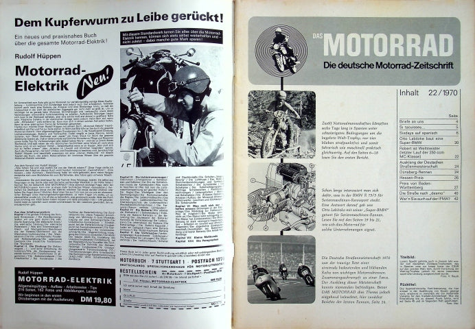 Inhaltsverzeichnis Motorrad 22/1970