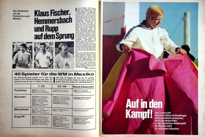 Inhaltsverzeichnis Kicker 22/1970