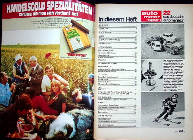 Inhaltsverzeichnis Auto Motor und Sport 22/1971