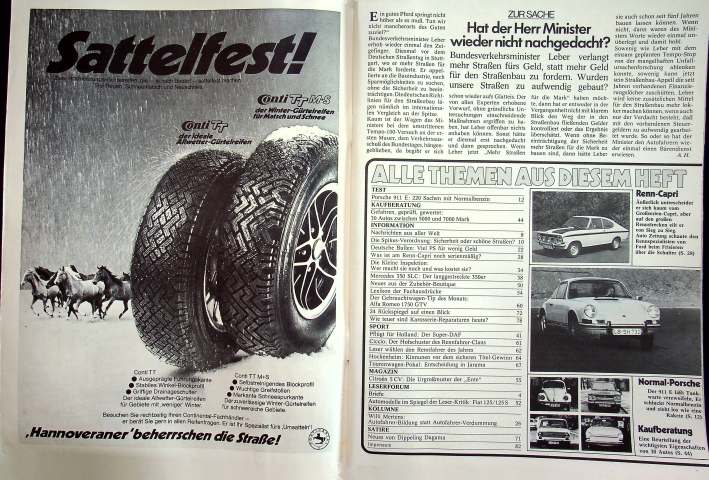 Inhaltsverzeichnis Autozeitung 22/1971