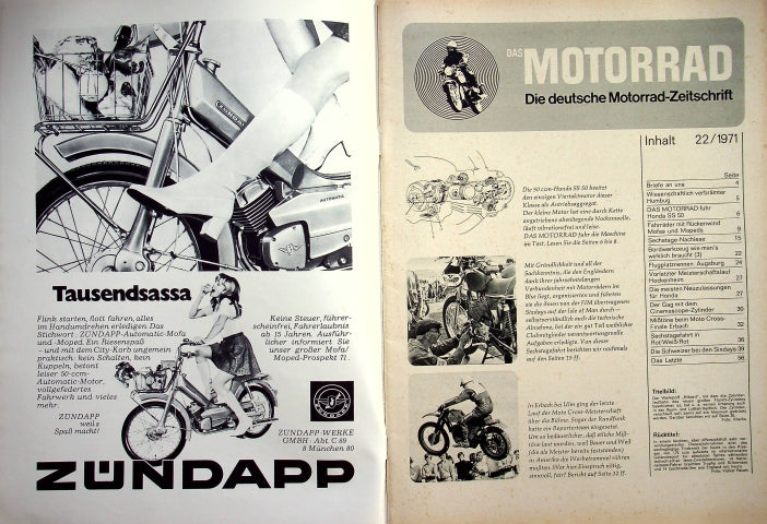Inhaltsverzeichnis Motorrad 22/1971