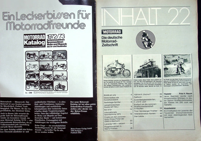 Inhaltsverzeichnis Motorrad 22/1972