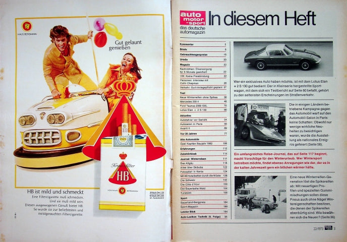 Inhaltsverzeichnis Auto Motor und Sport 22/1973