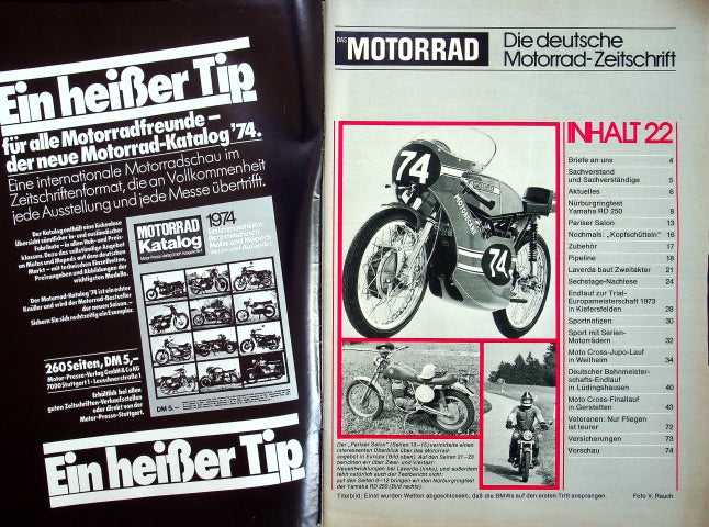 Inhaltsverzeichnis Motorrad 22/1973