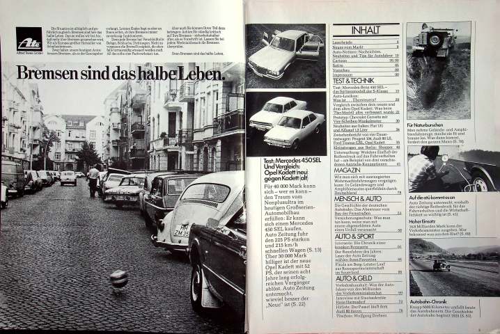 Inhaltsverzeichnis Autozeitung 22/1973