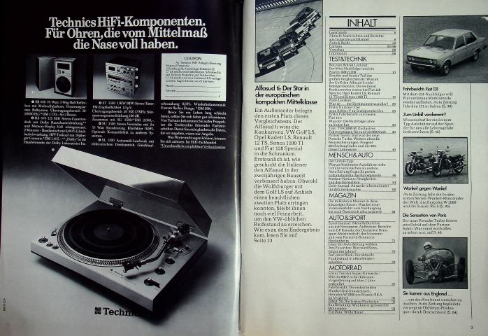 Inhaltsverzeichnis Autozeitung 22/1974