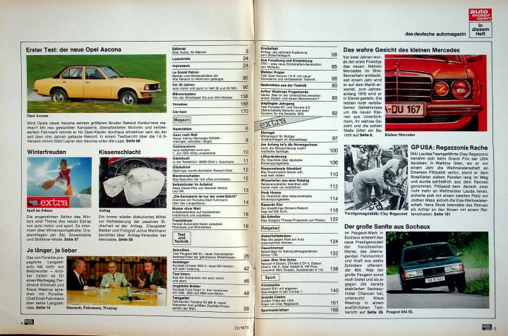 Inhaltsverzeichnis Auto Motor und Sport 22/1975