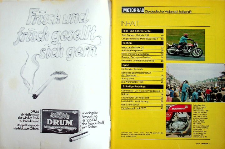 Inhaltsverzeichnis Motorrad 22/1975