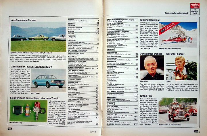 Inhaltsverzeichnis Auto Motor und Sport 22/1976