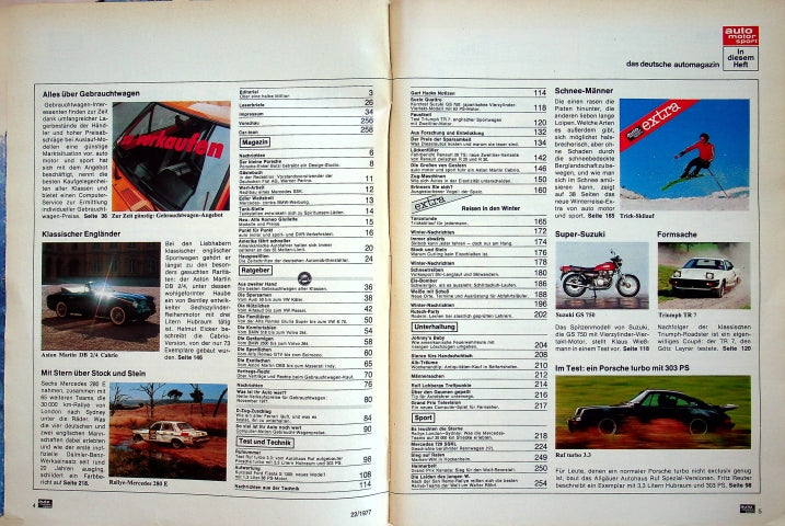 Inhaltsverzeichnis Auto Motor und Sport 22/1977
