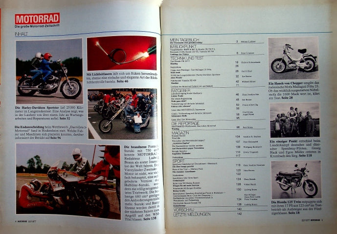 Inhaltsverzeichnis Motorrad 22/1977