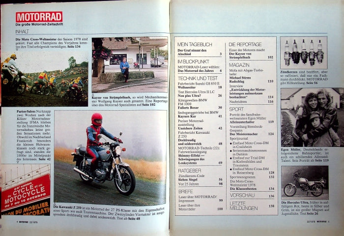 Inhaltsverzeichnis Motorrad 22/1978