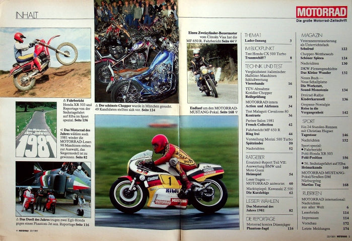 Inhaltsverzeichnis Motorrad 22/1981