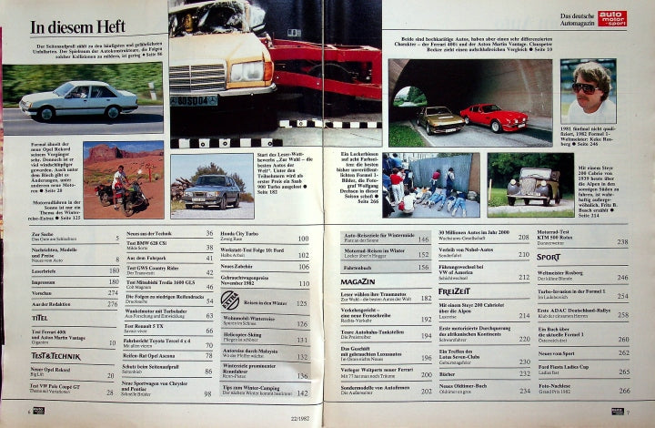 Inhaltsverzeichnis Auto Motor und Sport 22/1982