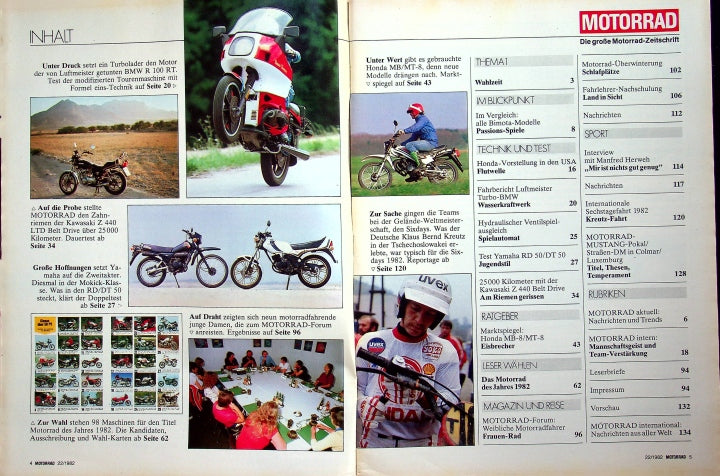 Inhaltsverzeichnis Motorrad 22/1982
