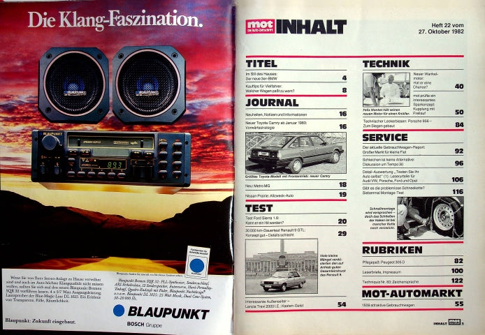 Inhaltsverzeichnis MOT 22/1982