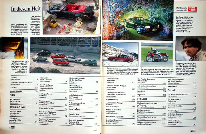 Inhaltsverzeichnis Auto Motor und Sport 22/1983