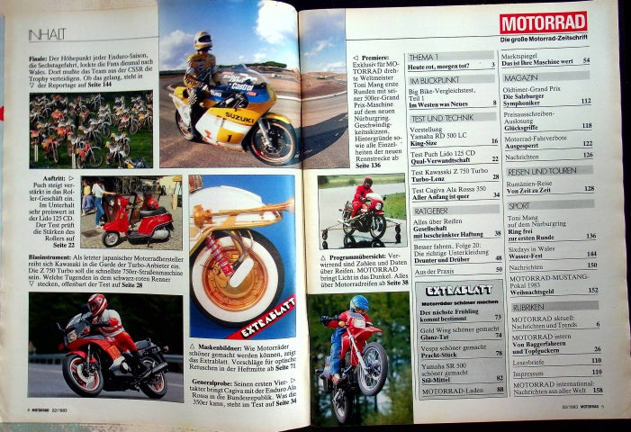 Inhaltsverzeichnis Motorrad 22/1983