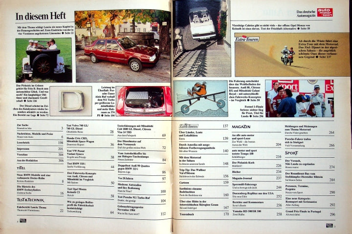 Inhaltsverzeichnis Auto Motor und Sport 22/1984
