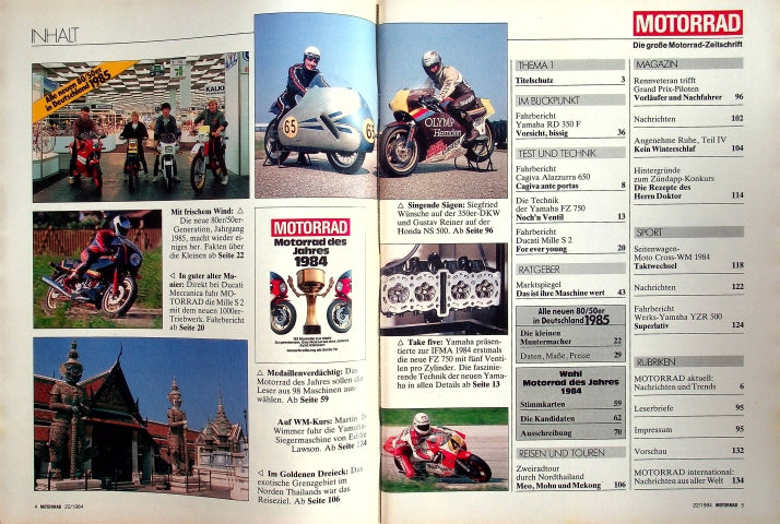 Inhaltsverzeichnis Motorrad 22/1984