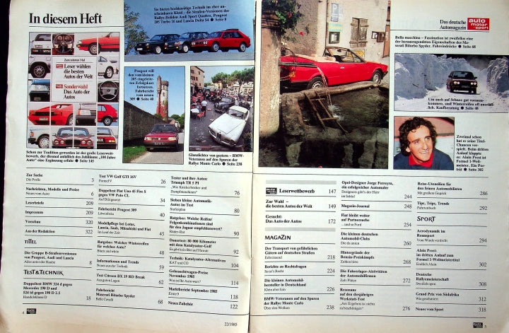 Inhaltsverzeichnis Auto Motor und Sport 22/1985