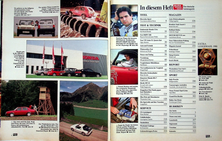 Inhaltsverzeichnis Auto Motor und Sport 22/1987