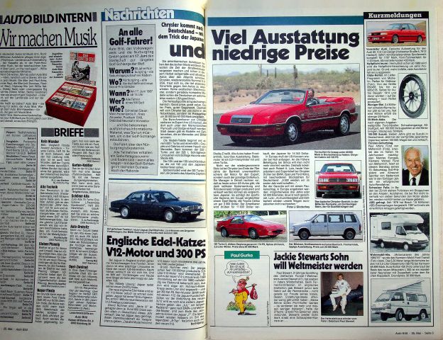 Inhaltsverzeichnis Auto Bild 22/1987