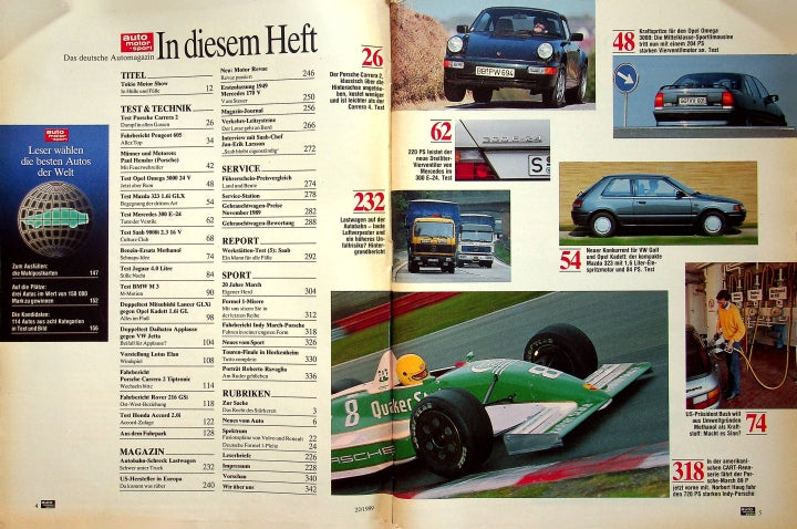 Inhaltsverzeichnis Auto Motor und Sport 22/1989
