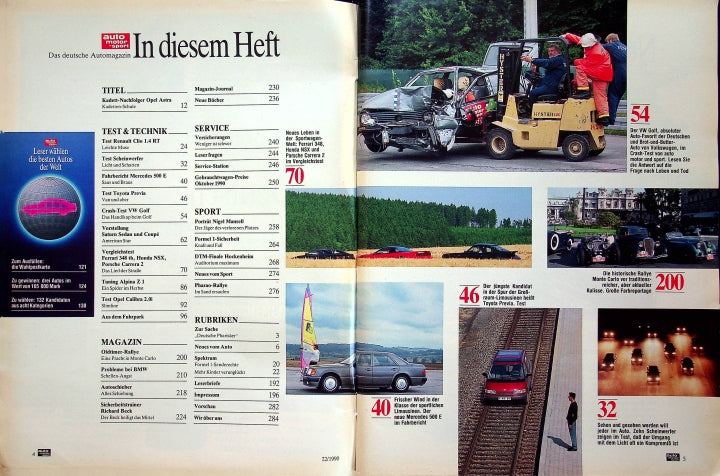 Inhaltsverzeichnis Auto Motor und Sport 22/1990