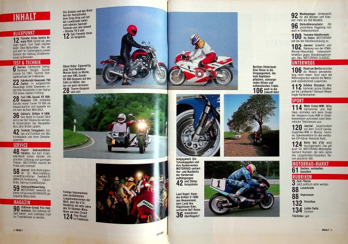 Inhaltsverzeichnis Motorrad 22/1990