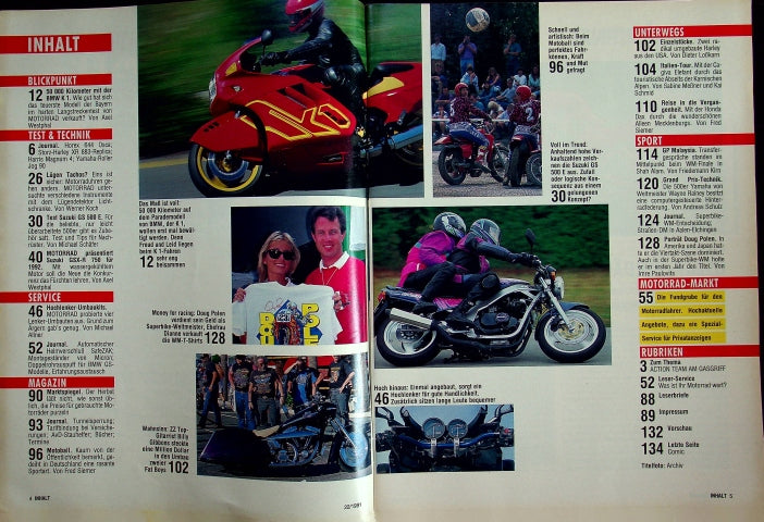 Inhaltsverzeichnis Motorrad 22/1991