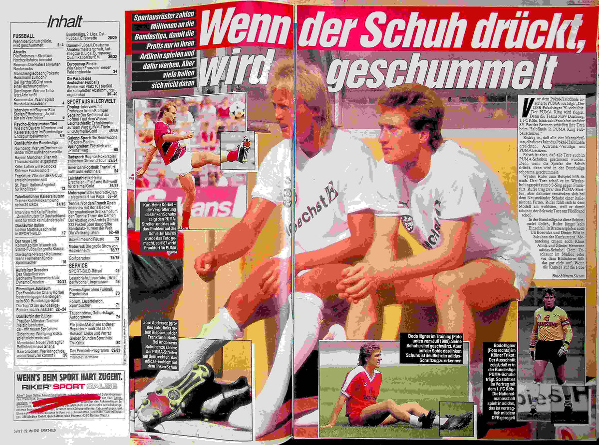 Inhaltsverzeichnis Sport Bild 22/1991