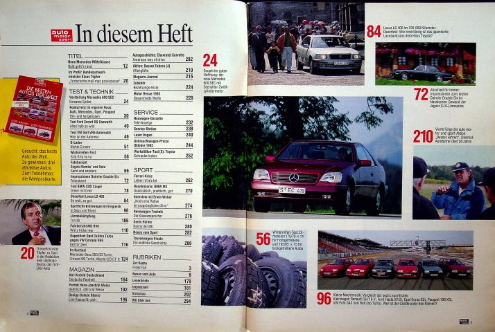 Inhaltsverzeichnis Auto Motor und Sport 22/1992