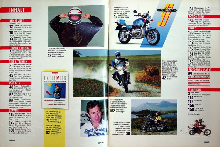 Inhaltsverzeichnis Motorrad 22/1992