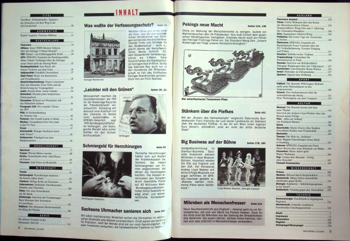 Inhaltsverzeichnis Spiegel 22/1994