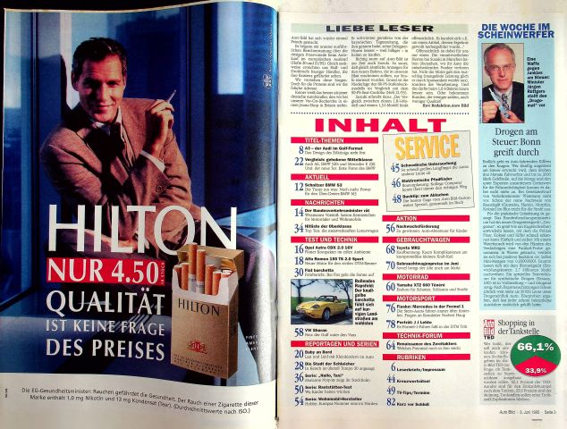 Inhaltsverzeichnis Auto Bild 22/1995