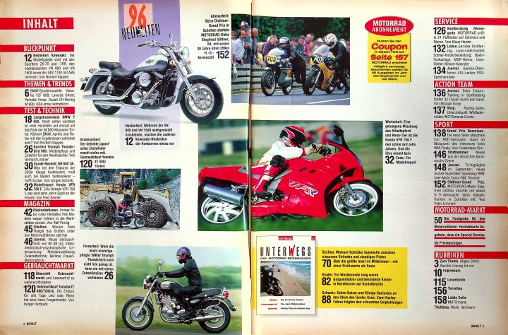 Inhaltsverzeichnis Motorrad 22/1995