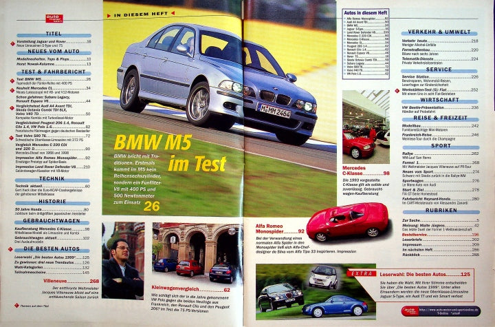 Inhaltsverzeichnis Auto Motor und Sport 22/1998