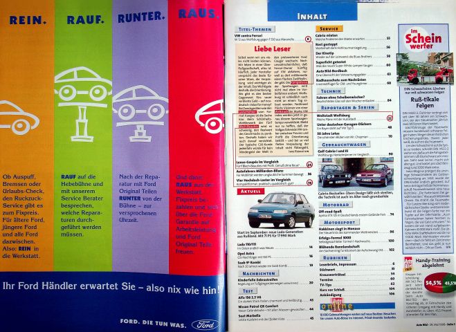Inhaltsverzeichnis Auto Bild 22/1998